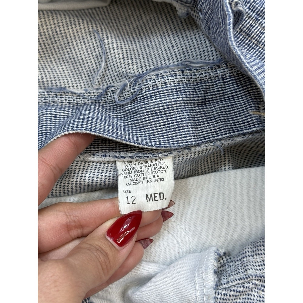 Vintage 1990's Lee USA High Rise Blue Micro Check Mom Shorts Size 12 Med 90s - Picture 6 of 13